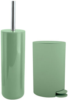 MSV Toiletborstel in houder/pedaalemmer set Moods - kunststof - groen