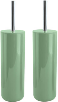 MSV Toiletborstel in houder/wc - 2x - borstel Porto - kunststof - groen - 38 x 9 cm