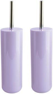 MSV Toiletborstel in houder/wc - 2x - borstel Porto - kunststof - lila paars - 38 x 9 cm