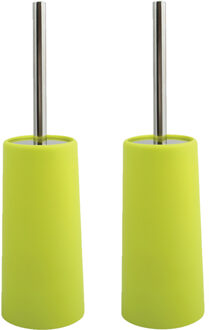 MSV Toiletborstel in houder/WC-borstel - 2x - appelgroen - kunststof - 35 cm