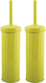 MSV Toiletborstel in houder/wc-borstel - 2x - metaal - appelgroen - 38 x 10 cm