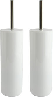 MSV Toiletborstel in houder/wc-borstel - 2x Porto - kunststof - wit - 38 x 9 cm
