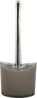 MSV Toiletborstel in houder/wc-borstel Aveiro - PS kunststof/rvs - beige/zilver - 37 x 14 cm