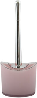 MSV Toiletborstel in houder/wc-borstel Aveiro - PS kunststof/rvs - lichtroze/zilver - 37 x 14 cm