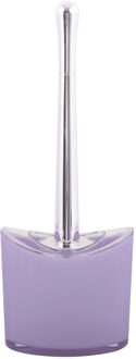 MSV Toiletborstel in houder/wc-borstel Aveiro - PS kunststof/rvs - lila paars/zilver - 37 x 14 cm