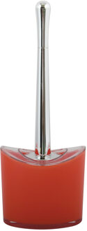MSV Toiletborstel in houder/wc-borstel Aveiro - PS kunststof/rvs - rood/zilver - 37 x 14 cm