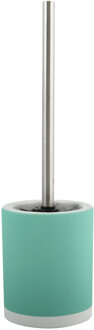 MSV Toiletborstel in houder/wc-borstel - keramiek/metaal - azuurblauw - 38 x 11 cm