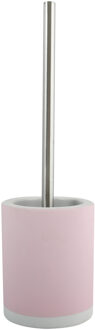 MSV Toiletborstel in houder/wc-borstel - keramiek/metaal - lichtroze - 38 x 11 cm
