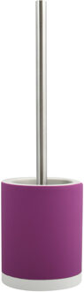 MSV Toiletborstel in houder/wc-borstel - keramiek/metaal - paars - 38 x 11 cm