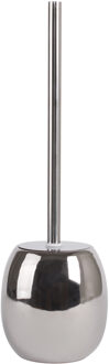 MSV Toiletborstel in houder/wc-borstel Kymi - keramiek - zilver - 39 x 11 cm