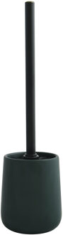 MSV Toiletborstel in houder/wc-borstel Malmo - keramiek/rvs - donkergroen/zwart - 39 x 10 cm