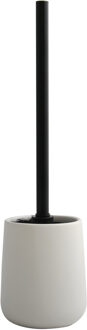 MSV Toiletborstel in houder/wc-borstel Malmo - keramiek/rvs - wit/zwart - 39 x 10 cm