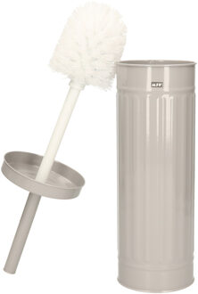 MSV Toiletborstel in houder/wc-borstel - metaal - licht grijs - 38 x 10 cm