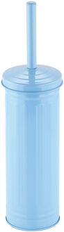 MSV Toiletborstel in houder/wc-borstel - metaal - pastel blauw - 38 x 10 cm