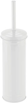 MSV Toiletborstel in houder/wc-borstel - metaal - wit - 38 x 10 cm
