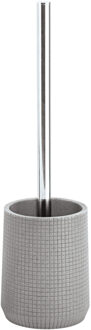 MSV Toiletborstel in houder/wc-borstel - polyresin/metaal - lichtgrijs - 35 x 10 cm