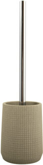 MSV Toiletborstel in houder/wc-borstel - polyresin/metaal - taupe - 35 x 10 cm