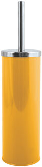 MSV Toiletborstel in houder/wc-borstel - rvs metaal - saffraan geel - 38 x 9 cm
