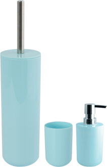 MSV Toiletborstel in houder/zeeppompje/beker badkamer set Moods - kunststof - mintgroen