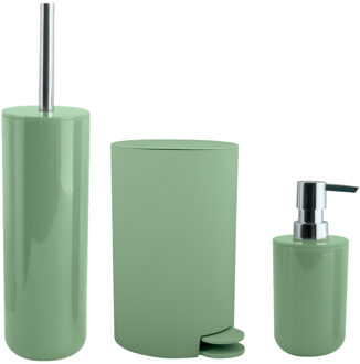 MSV Toiletborstel in houder/zeeppompje/pedaalemmer set Moods - kunststof - groen