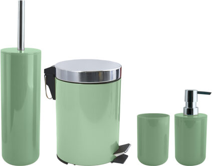 MSV Toiletborstel in houder/zeeppompje/pedaalemmer set Moods - kunststof - groen