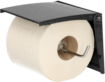 MSV Toiletrolhouder wand/muur - metaal met kunststof afdekklepje - antraciet