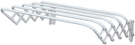 MSV Uitschuifbaar wasgoedrekje/droogrek - 5 meter waslijn - Ophangbaar aan muur - wit - 100 cm