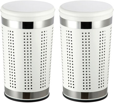 MSV Wasmand Dubai- 2x - rvs metaal - witte deksel - 46 liter compartiment - 35 x 60 cm