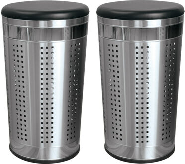 MSV Wasmand Dubai- 2x - rvs metaal - zwarte deksel - 46 liter compartiment - 35 x 60 cm