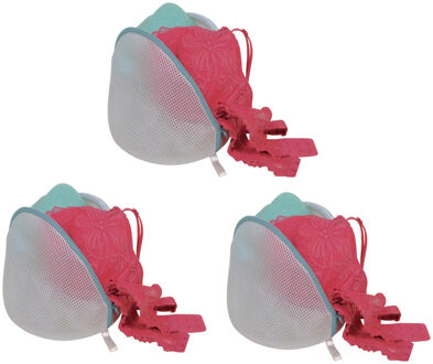 MSV Waszak voor delicaat wasgoed - 3x - lingerie/bh waszak - wit - 11 x 18 x 13 cm