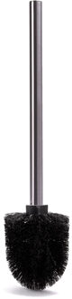 MSV WC/Toiletborstel los model - zwarte kunststof borstel - RVS steel - D8 x 32 cm - Toiletborstels