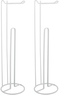 MSV Wc/toiletrolhouder reservoir - 2x - metaal - wit - 54 cm - Voor 4/5 rollen