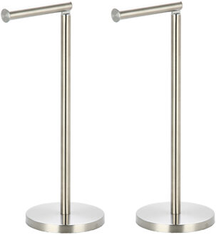MSV Wc/toiletrolhouder reservoir - 2x - rvs metaal - zilver - 54 cm - Voor 4 rollen