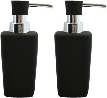 MSV Zeeppompje/dispenser - 2x - Haiti - keramiek - zwart - 6 x 15 cm - 240 ml - Zeeppompjes