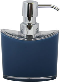 MSV Zeeppompje/dispenser Aveiro - PS kunststof - donkerblauw/zilver - 11 x 14 cm - 260 ml - Zeeppompjes