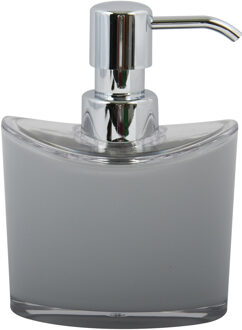 MSV Zeeppompje/dispenser Aveiro - PS kunststof - lichtgrijs/zilver - 11 x 14 cm - 260 ml - Zeeppompjes