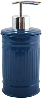 MSV Zeeppompje/dispenser - Industrial - metaal - marine blauw - 7.5 x 17 cm - 250 ml - Zeeppompjes