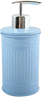 MSV Zeeppompje/dispenser - Industrial - metaal - pastel blauw - 7.5 x 17 cm - 250 ml - Zeeppompjes