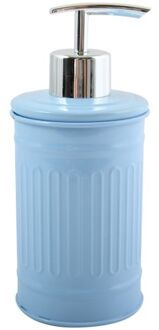 MSV Zeeppompje/dispenser - Industrial - metaal - pastel blauw - 7.5 x 17 cm - 250 ml - Zeeppompjes