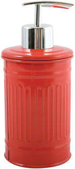 MSV Zeeppompje/dispenser - Industrial - metaal - rood - 7.5 x 17 cm - 250 ml - Zeeppompjes