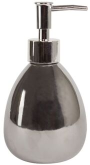 MSV Zeeppompje/dispenser - Kymi - keramiek - zilver kleur - 9 x 16 cm - 260 ml - Zeeppompjes Zilverkleurig