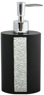 MSV Zeeppompje/dispenser - Luanda - kunststeen - zwart/zilver - 8 x 18 cm - 250 ml - Zeeppompjes