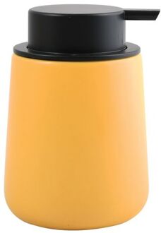 MSV Zeeppompje/dispenser Malmo - Keramiek - saffraan geel/zwart - 8,5 x 12 cm - 300 ml - Zeeppompjes