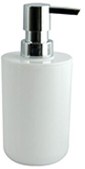 MSV Zeeppompje/dispenser Porto - PS kunststof - wit/zilver - 7 x 16 cm - 260 ml - Zeeppompjes