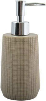 MSV Zeeppompje/dispenser - Squares - kunststeen - taupe - 7 x 18 cm - 275 ml - Zeeppompjes