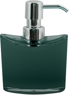 MSV Zeeppompje/zeepdispenser Aveiro - PS kunststof - donkergroen/zilver - 11 x 14 cm - 260 ml