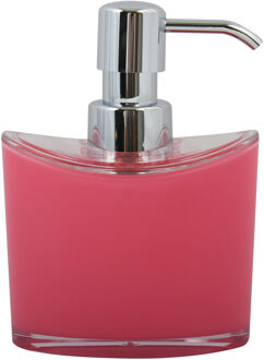 MSV Zeeppompje/zeepdispenser Aveiro - PS kunststof - fuchsia roze/zilver - 11 x 14 cm - 260 ml