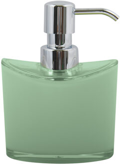 MSV Zeeppompje/zeepdispenser Aveiro - PS kunststof - groen/zilver - 11 x 14 cm - 260 ml