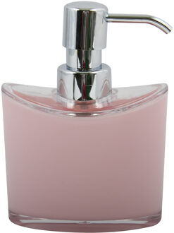 MSV Zeeppompje/zeepdispenser Aveiro - PS kunststof - lichtroze/zilver - 11 x 14 cm - 260 ml
