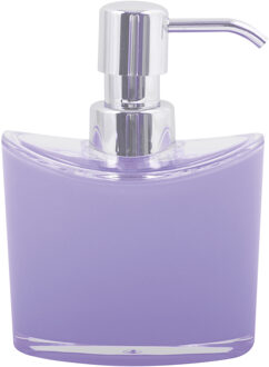 MSV Zeeppompje/zeepdispenser Aveiro - PS kunststof - lila paars/zilver - 11 x 14 cm - 260 ml